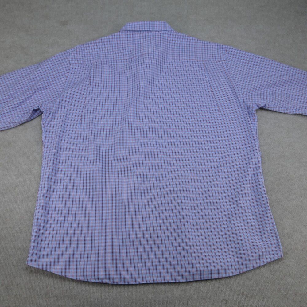 Jos A Bank Travel Tech Shirt Men 2XL Tailored Fit Blue Red Button Up Long Sleeve - Picture 10 of 11